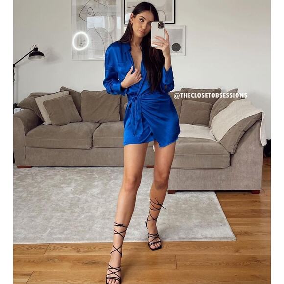 ZARA BLOGGER FAVE!!! V-Neck Short Dress with Self-Tie NWT - Picture 14 of 16